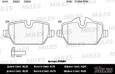 Miles E110267 Disc brake pad set E110267