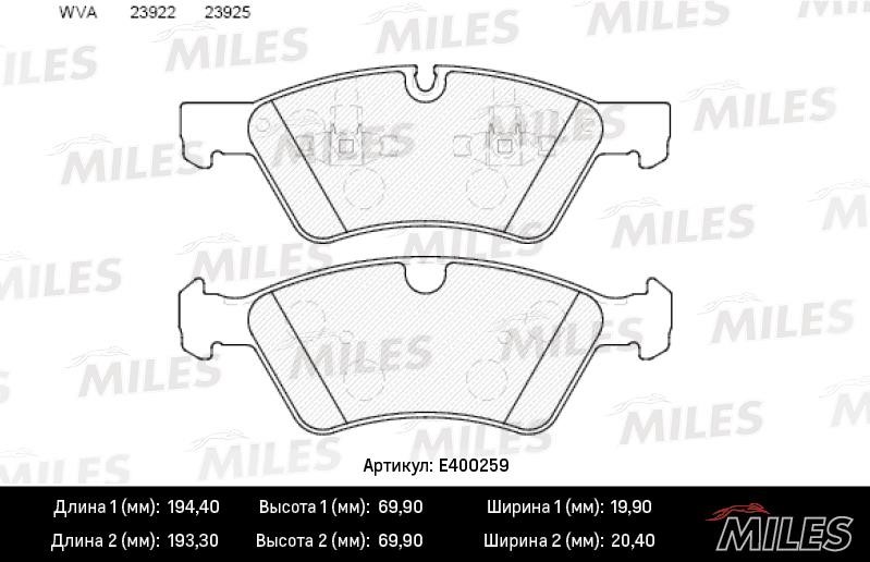 Miles E400259 Brake Pad Set, disc brake E400259