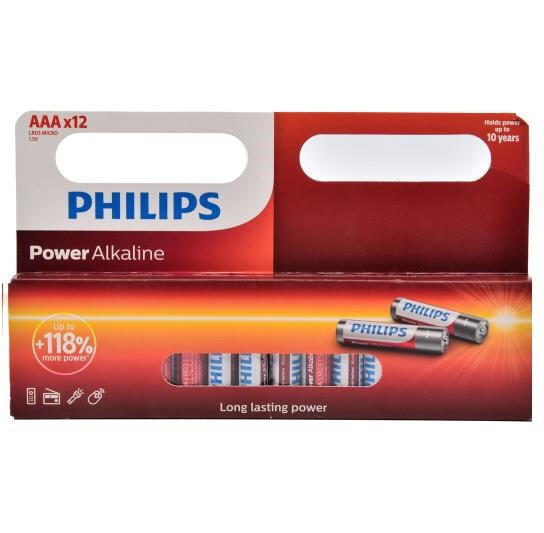 Philips LR03P12W/10 Battery Power Alkaline AAA, 1,5V LR03P12W10