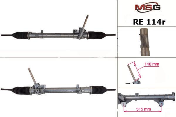 Rack and pinion Renault Scenic: RE114R MSG Rebuilding Reconditioned steering rack