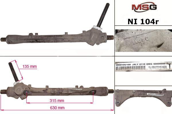Steering rack Nissan: NI104R MSG Rebuilding Reconditioned steering rack