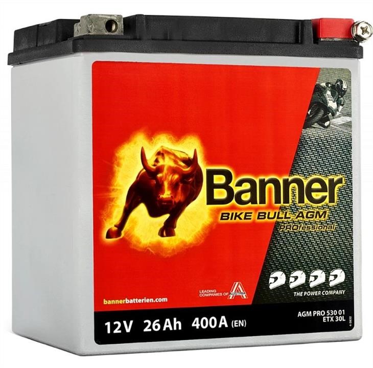 Banner 024530010101 Battery Banner Bike Bull AGM PROfessional 12V 26Ah 400A(EN) R+ 024530010101