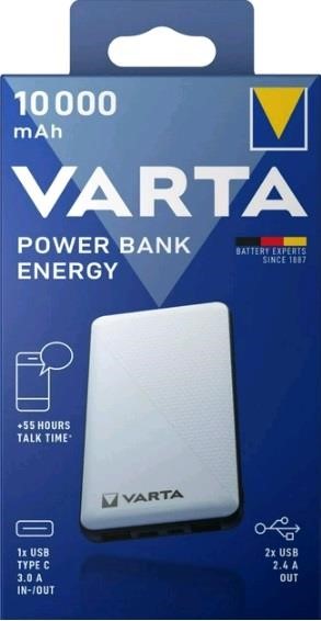 Varta 57976101111 Power Bank Energy 10000 mAh, White 57976101111