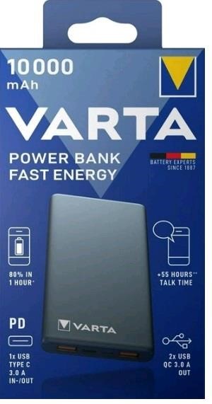 Varta 57981101111 Power Bank Fast Energy 10000 mAh, Grey 57981101111