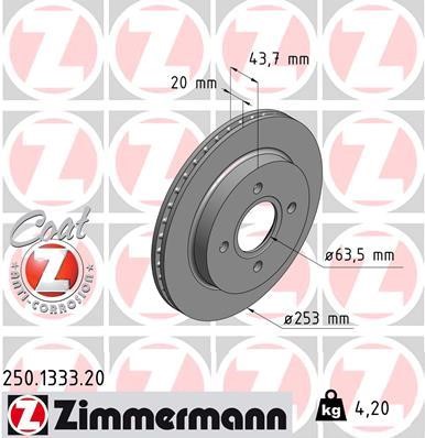 Otto Zimmermann 250.1333.00 Brake disc 250133300