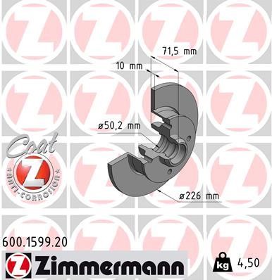 Otto Zimmermann 600.1599.00 Brake disc 600159900