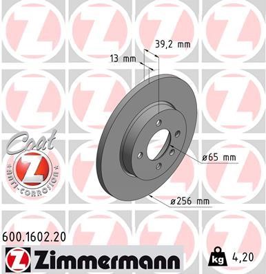 Otto Zimmermann 600.1602.00 Brake disc 600160200
