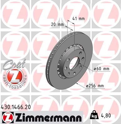 Otto Zimmermann 430.1466.00 Front brake disc ventilated 430146600