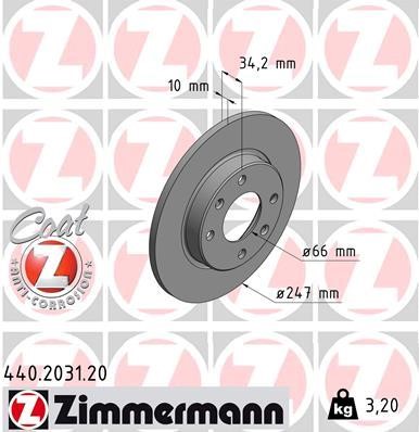Otto Zimmermann 440.2031.00 Brake disc 440203100