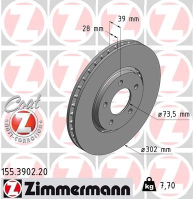 Otto Zimmermann 155.3902.00 Brake disc 155390200