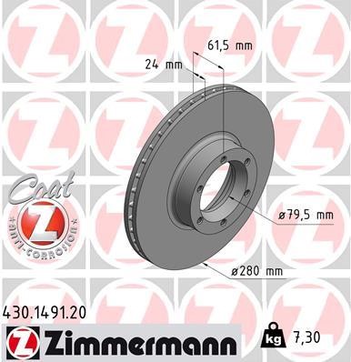 Otto Zimmermann 430.1491.00 Front brake disc ventilated 430149100