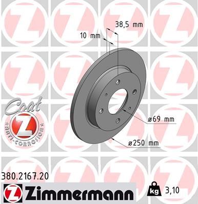 Otto Zimmermann 380.2167.00 Brake disc 380216700