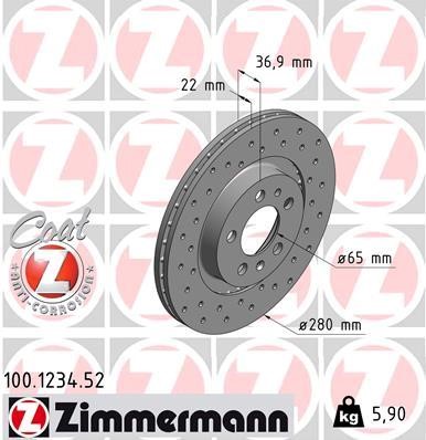 Otto Zimmermann 100.1234.50 Brake disc 100123450