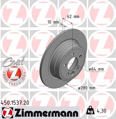Otto Zimmermann 450.1537.00 Brake disc 450153700