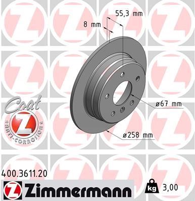 Otto Zimmermann 400.3611.00 Brake disc 400361100