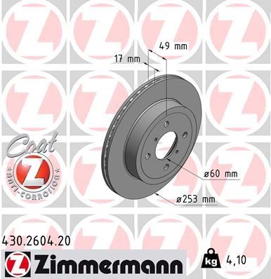 Otto Zimmermann 430.2604.00 Front brake disc ventilated 430260400