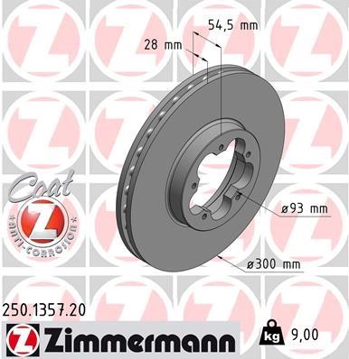 Otto Zimmermann 250.1357.00 Unventilated front brake disc 250135700