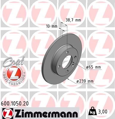 Otto Zimmermann 600.1050.00 Brake disc 600105000