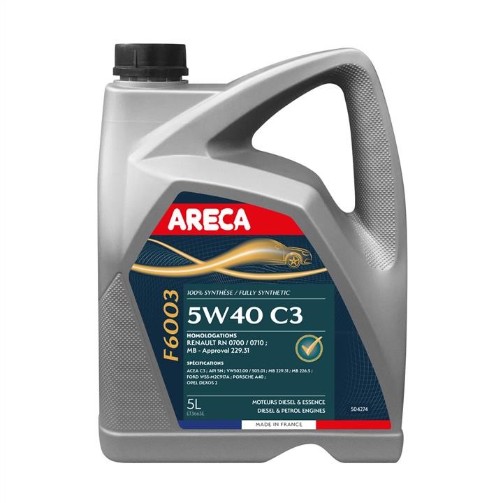 Areca 030F0005000 Engine oil Areca F6003 5W-40, 5L 030F0005000