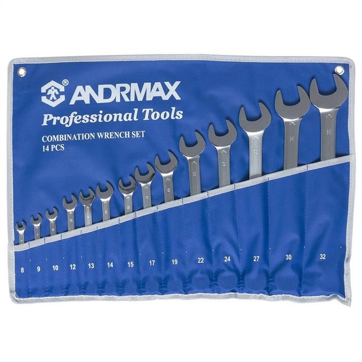 Andrmax 1814 Set of combined wrenches, 14 pcs. 1814