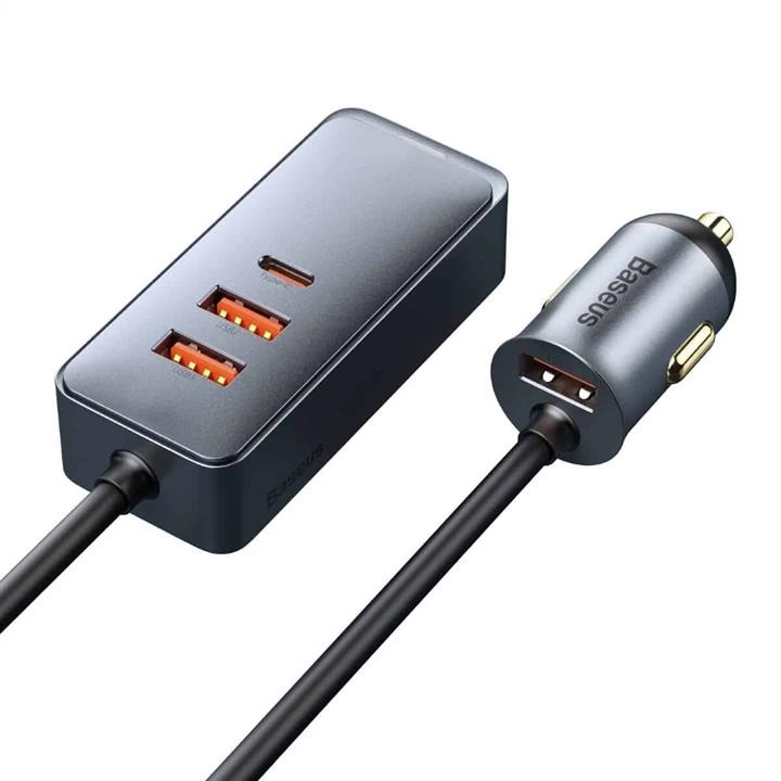 Baseus CCBT-B0G USB Car Charger Baseus Share Together PPS multi-port Fast charging with extension cord 120W 3U+1C Gray CCBTB0G