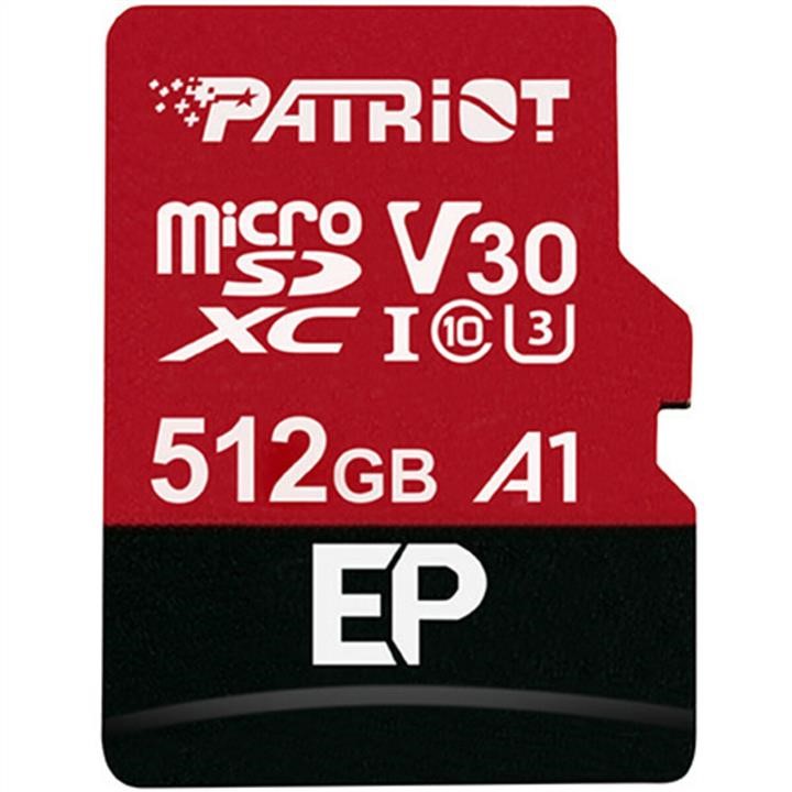 Patriot PEF512GEP31MCX MicroSDXC (UHS-1 U3) Patriot EP Series 512Gb class 10 V30 (R-100MB/s, W-80MB/s) (adapter SD) PEF512GEP31MCX