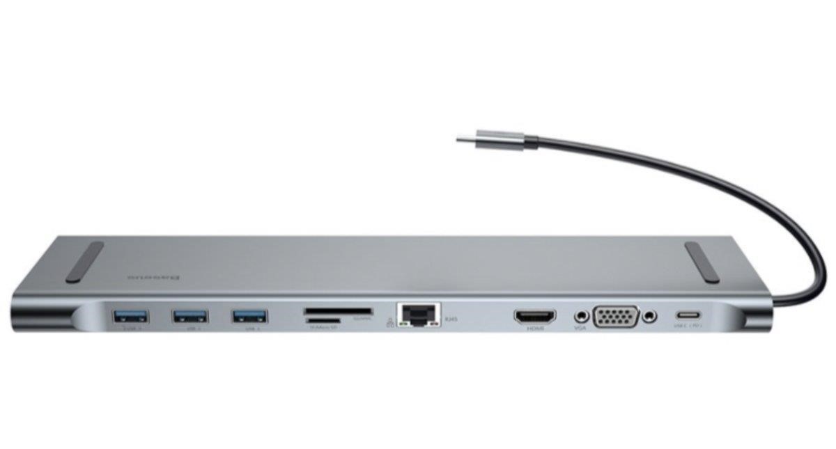 Baseus CATSX-F0G USB-Hub Baseus Enjoyment Series Type-C Notebook HUB Adapter （GrayPD/HDMI/VGA/RJ45/SD/USB*3/Adapter ) CATSXF0G