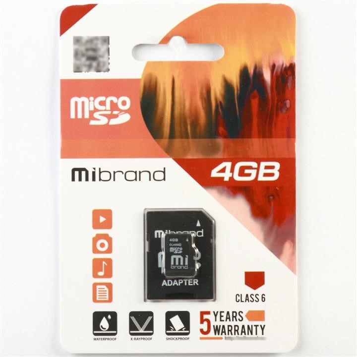 Mibrand MICDC6/4GB-A MicroSDHC Mibrand 4Gb class 6 (adapter SD) MICDC64GBA