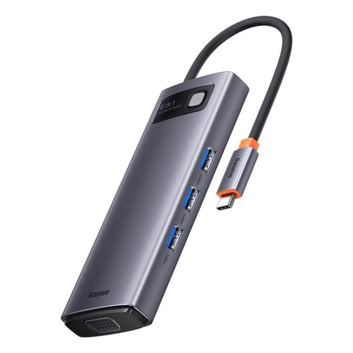 Baseus CAHUB-CW0G USB-Hub Baseus Metal Gleam Series 6-in-1 Multifunctional （Type-C to HDMI*1+USB3.0*3+PD*1+RJ45*1) CAHUBCW0G