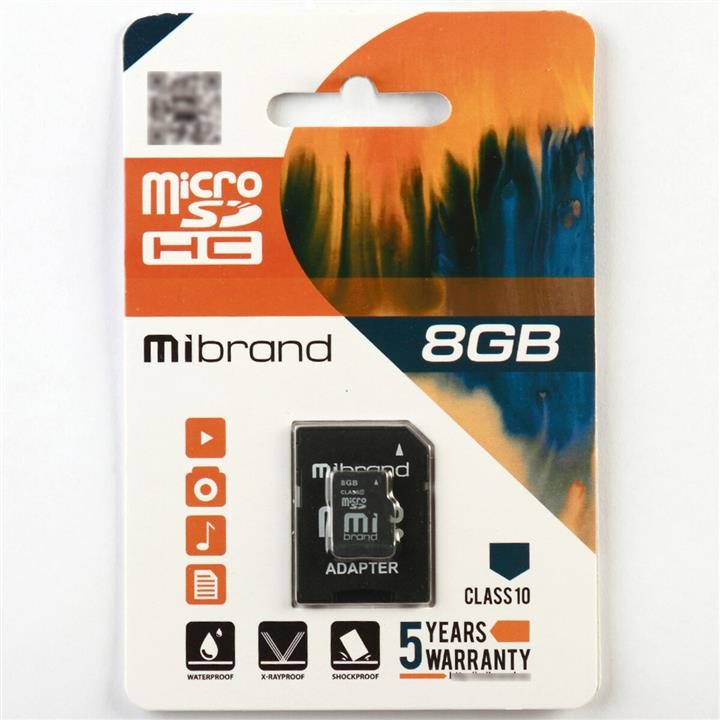 Mibrand MICDHC10/8GB-A MicroSDHC Mibrand 8Gb class 10 (adapter SD) MICDHC108GBA