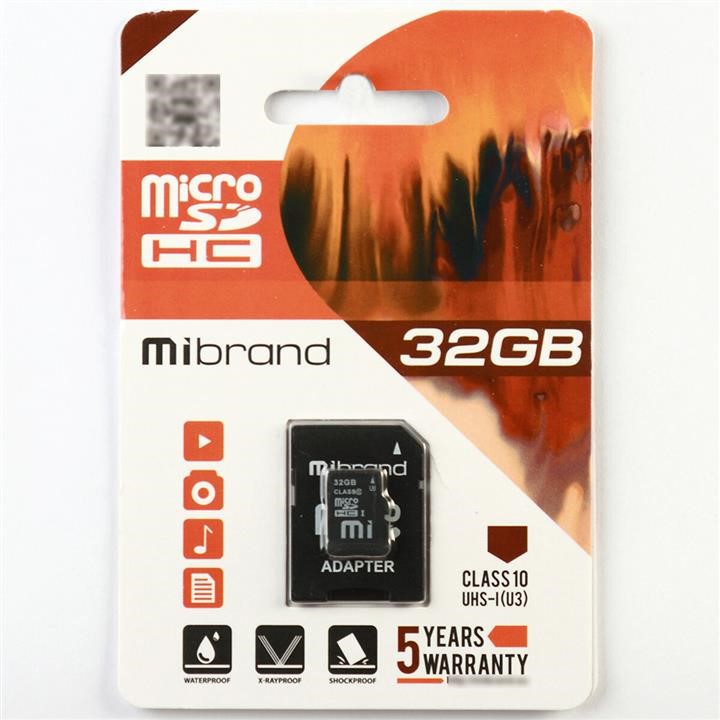 Mibrand MICDHU3/32GB-A MicroSDHC (UHS-1 U3) Mibrand 32Gb class 10 (adapter SD) MICDHU332GBA