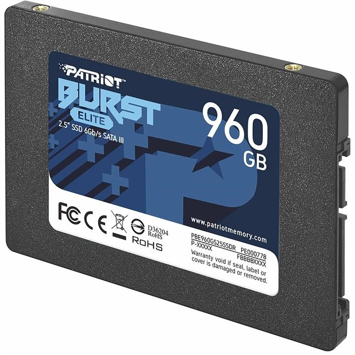 Patriot PBE960GS25SSDR SSD Patriot Burst Elite 960GB 2.5&quot; 7mm SATAIII TLC 3D PBE960GS25SSDR