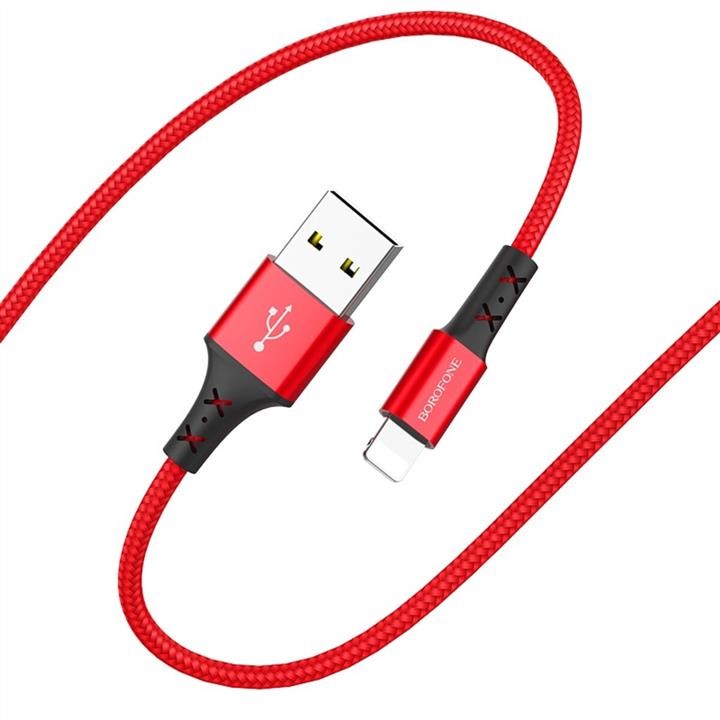 Borofone BX20LR Borofone BX20 USB to iP 2A, 1m, nylon, TPE connectors, Red BX20LR