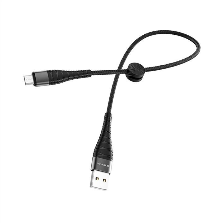 Borofone BX32MB0.25 Borofone BX32 USB to Micro 2.4A, 0.25m, nylon, aluminum+TPE connectors, Black BX32MB025