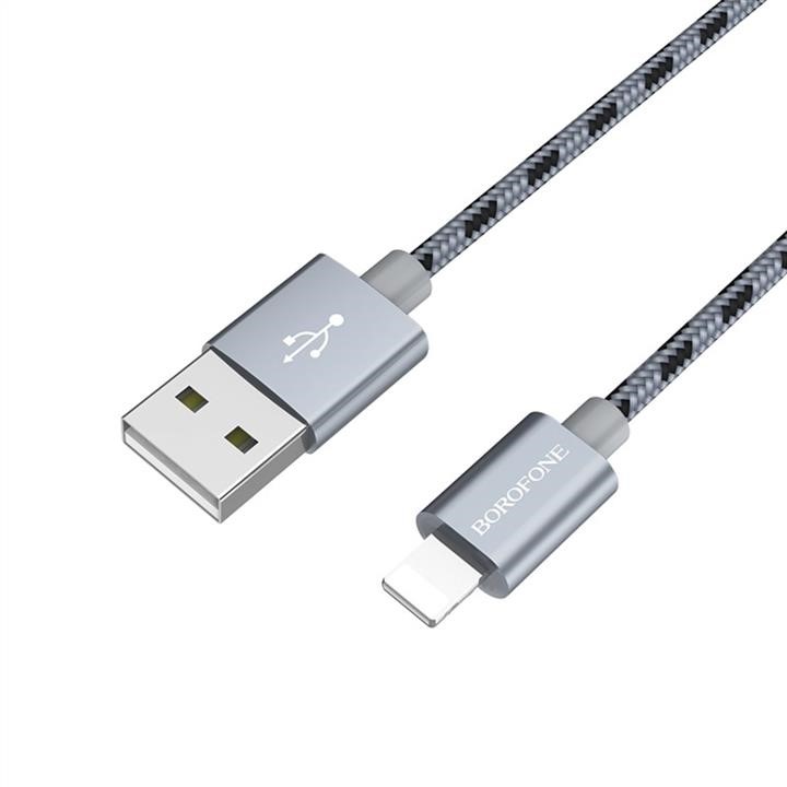 Borofone BX24LMG Borofone BX24 USB to iP 2.4A, 1m, nylon, aluminum connectors, Metal Gray BX24LMG