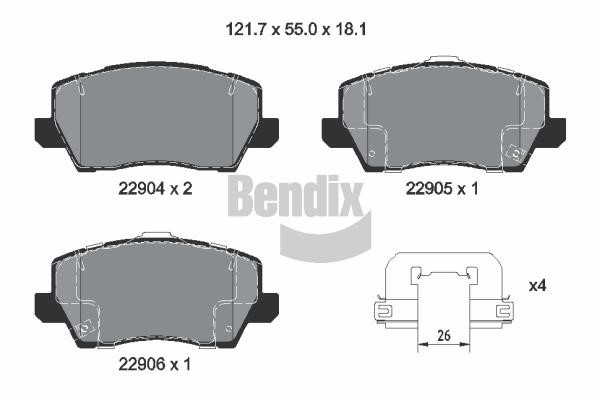 Bendix USA BPD2444 Brake Pad Set, disc brake BPD2444