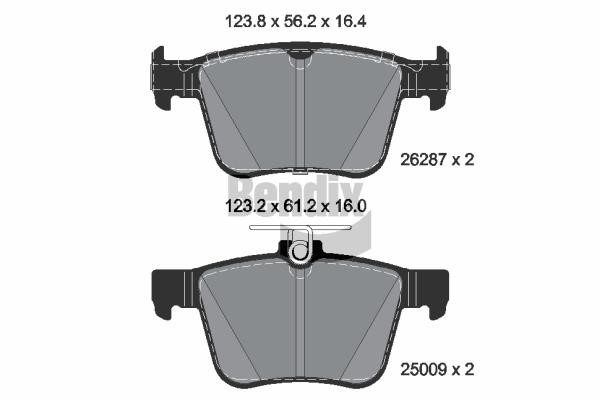 Disc brake pad set Audi Q2: BPD2434 Bendix USA Brake pad set
