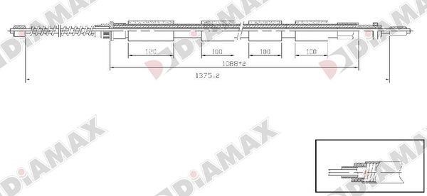Diamax AA3017 Cable Pull, parking brake AA3017