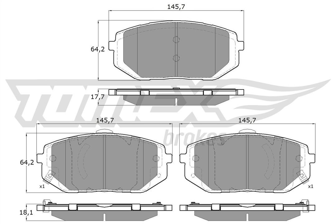 Disc brake pad set KIA EV6 (Kia EV6): TX6017 Tomex Brake pad set