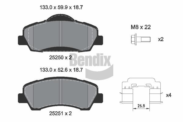 Bendix USA BPD2447 Brake Pad Set, disc brake BPD2447