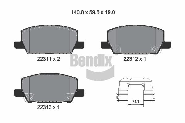 Bendix USA BPD2452 Brake Pad Set, disc brake BPD2452