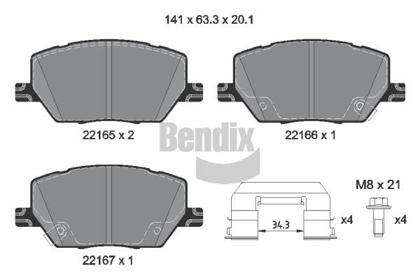 Bendix USA BPD2485 Brake Pad Set, disc brake BPD2485