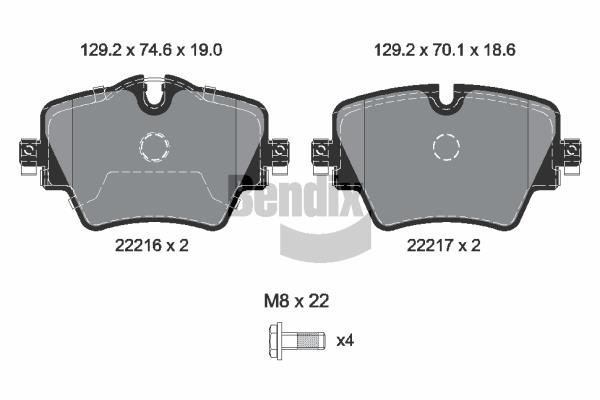 Brake pad BMW X4: BPD2501 Bendix USA Brake pad set