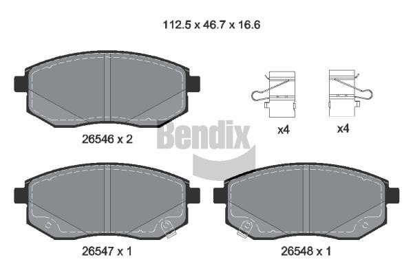 Disc brake pad set Dacia Spring: BPD2530 Bendix USA Brake pad set