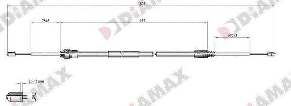 Diamax AA3030 Cable Pull, parking brake AA3030