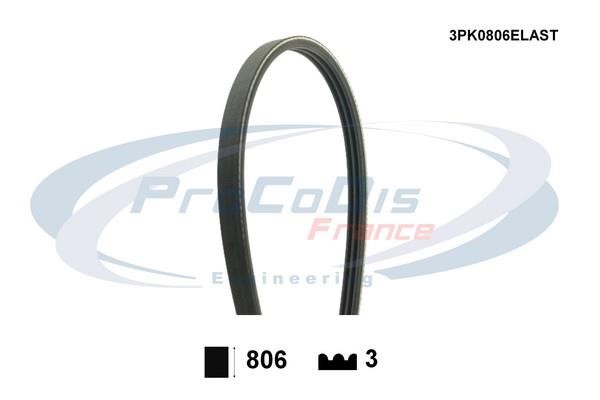 Procodis France 3PK0806ELAST V-ribbed belt 3PK806 3PK0806ELAST