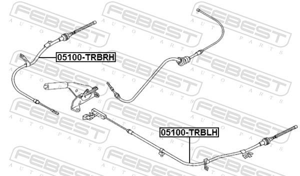Hand brake cable Febest 05100-TRBRH