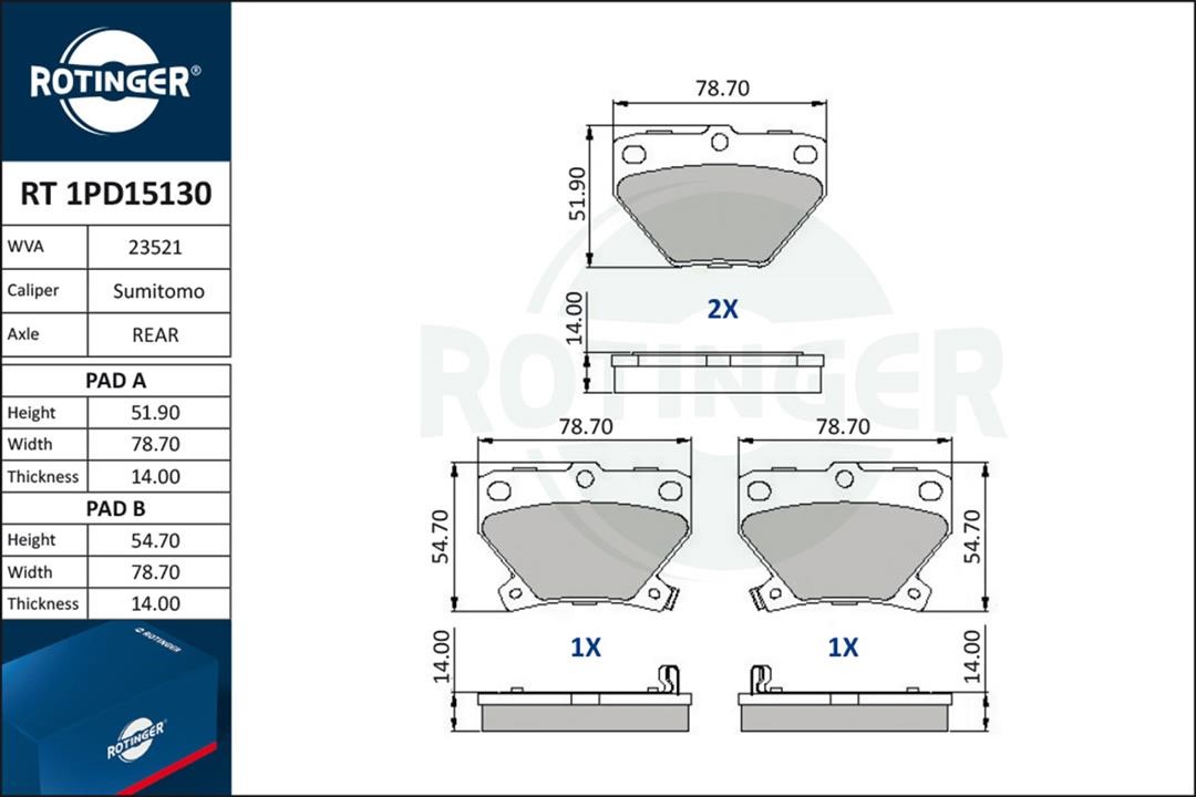 RT1PD15130 Rotinger Brake pad set