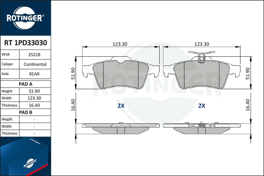RT1PD33030 Rotinger Brake pad set