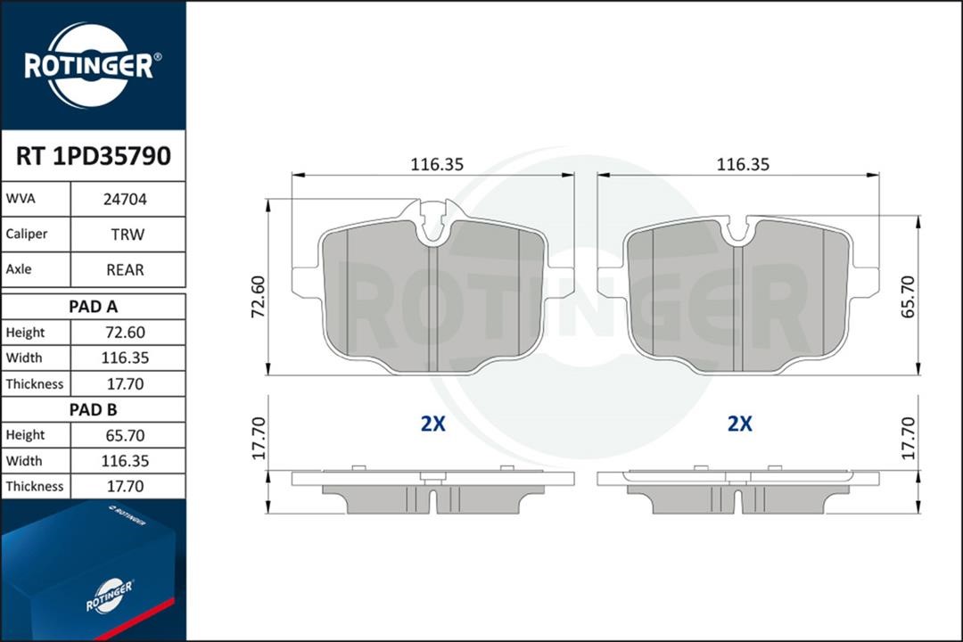 Disc brake pad set BMW iX: RT1PD35790 Rotinger Brake pad set